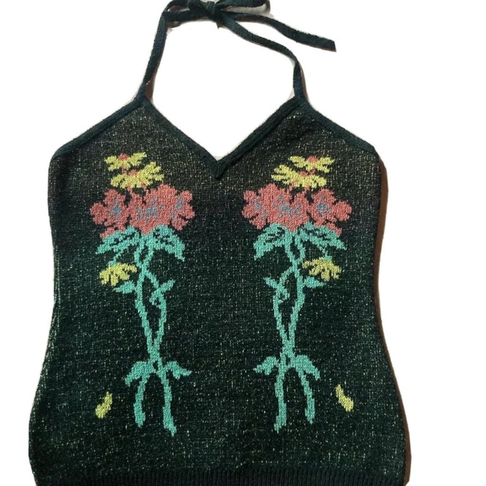 Vintage 70s Betsey Johnson alley cat lurex halter top